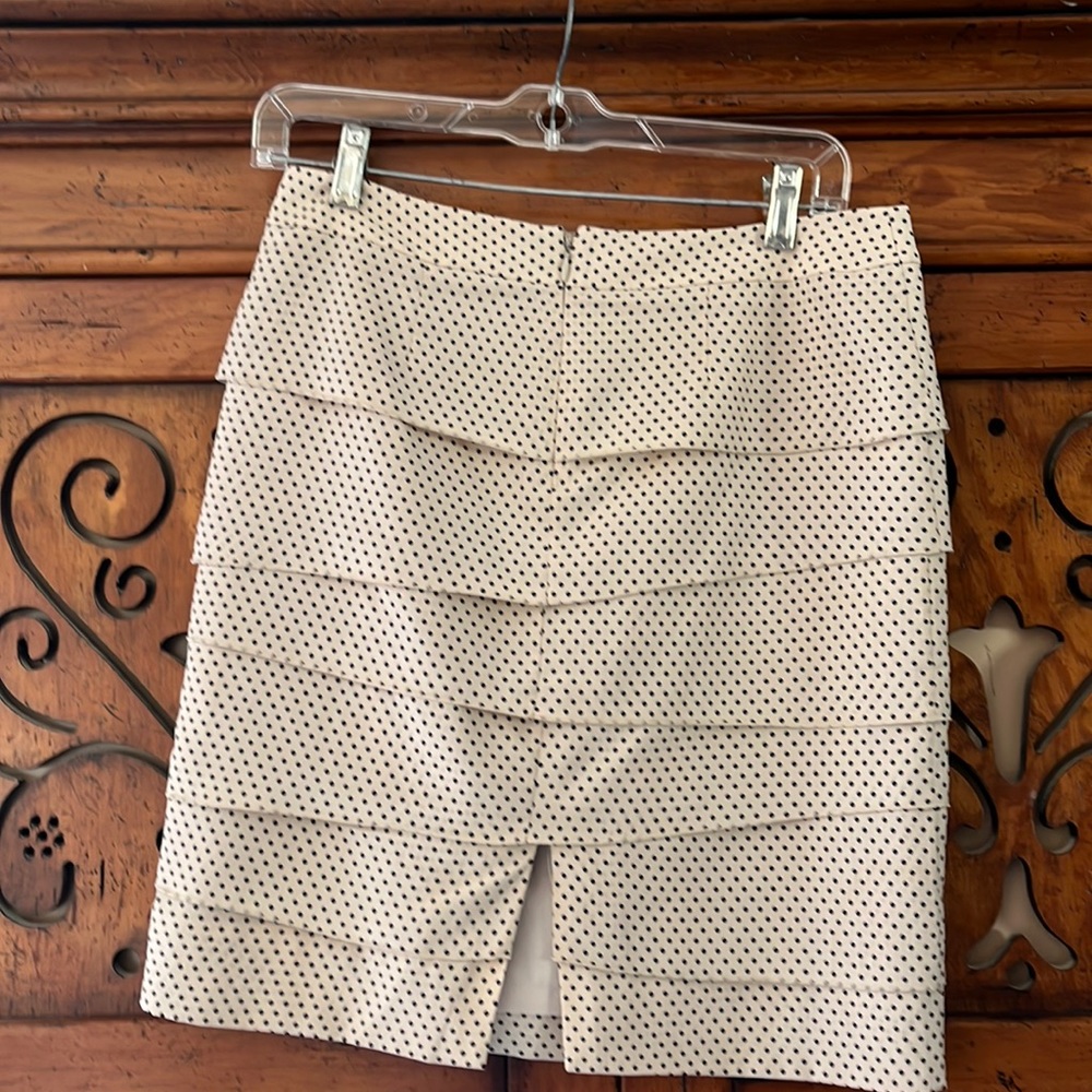 Layered skirt with black polka dots.  Lined